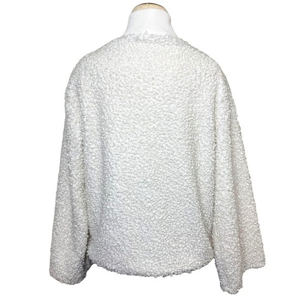 TRAFALUC Zara White Sherpa Sweater Teddy Boucle Cozy Relax fit Sz S Minimalist - Picture 2 of 9